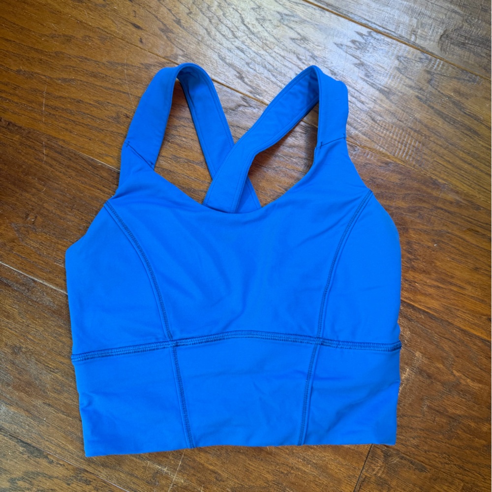 Lululemon Blue Cross-Back Longline Sports Bra